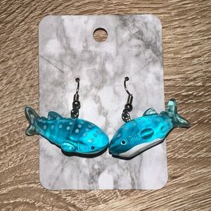 Blue Translucent Whale Shark Earrings